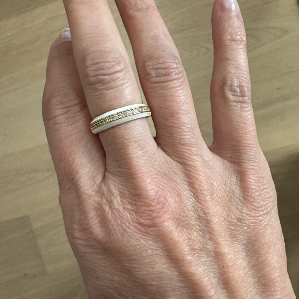 Madewell Gold and White Band Ring Adjustable back